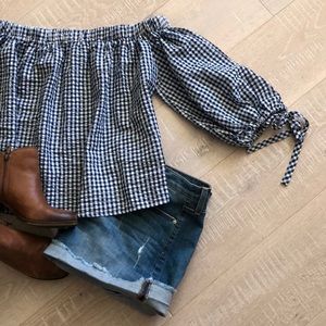 Elodie top | blue and white checkered gingham |